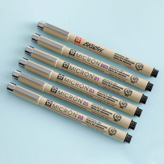6 Set Sakura Pigma Micron Pens