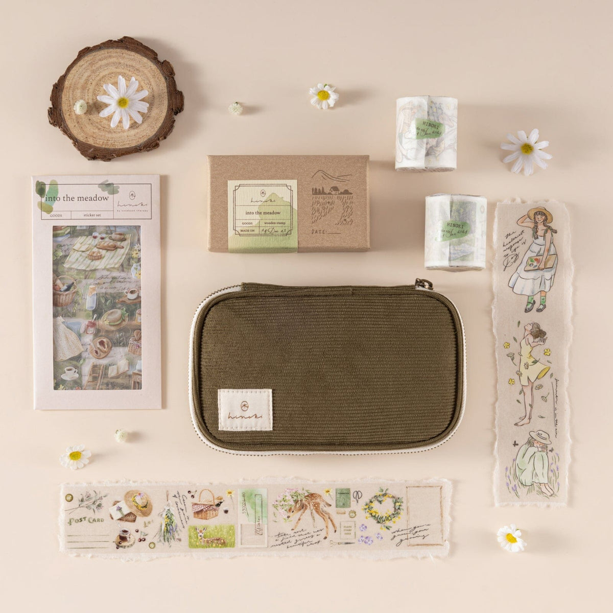 Hinoki - ‘Into the Meadow’ Engraved Wooden Stamp Set