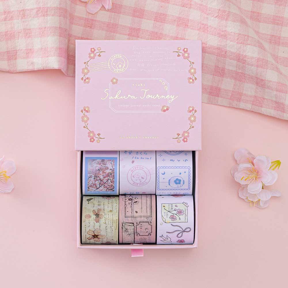 Tsuki ‘Sakura Journey’ Vintage Journal Washi Tape Set ☾
