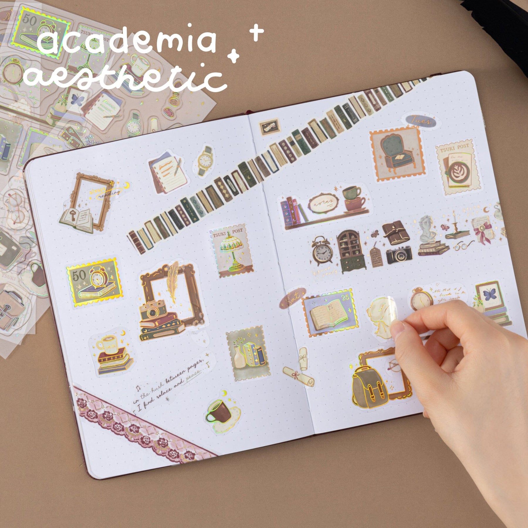Tsuki ‘Light Academia’ 3D Foil Sticker Set ☾