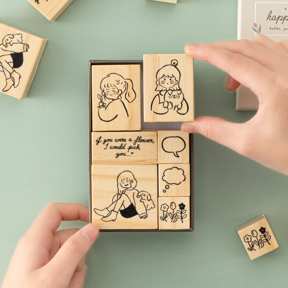 Tsuki ‘Happy Day’ Bullet Journal Stamp Set by Notebook Therapy x Peppoko ☾