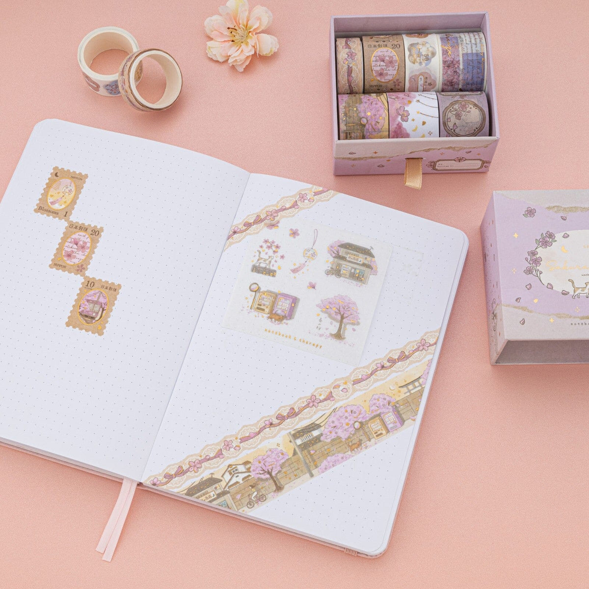 Tsuki ‘Sakura Breeze’ Washi Tape Set ☾