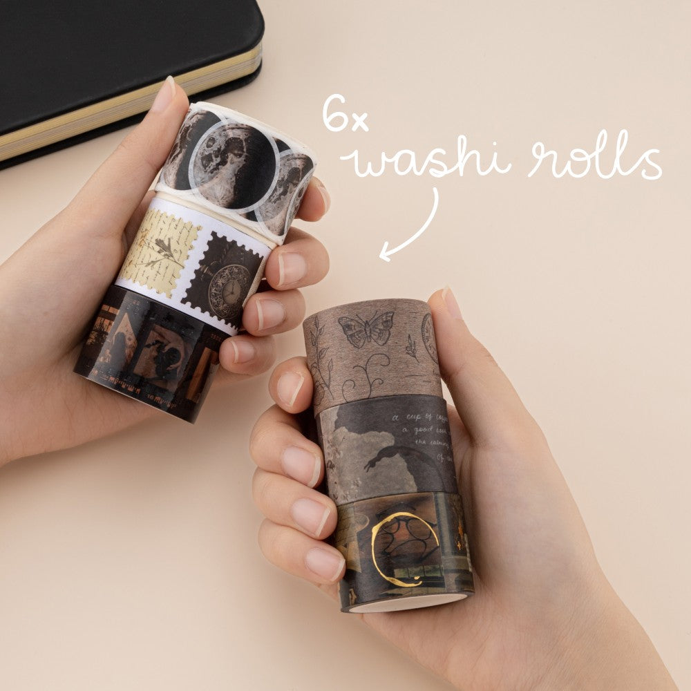Tsuki ‘Dark Academia’ Washi Tape Set ☾