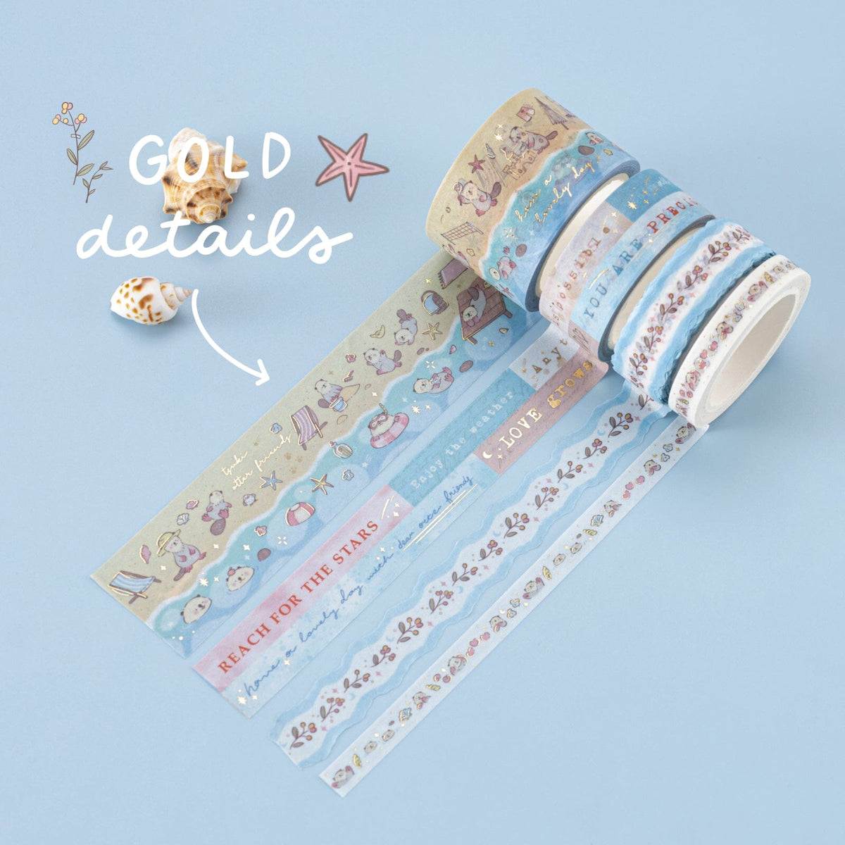 Tsuki ‘Otter Friends’ Washi Tape Set ☾