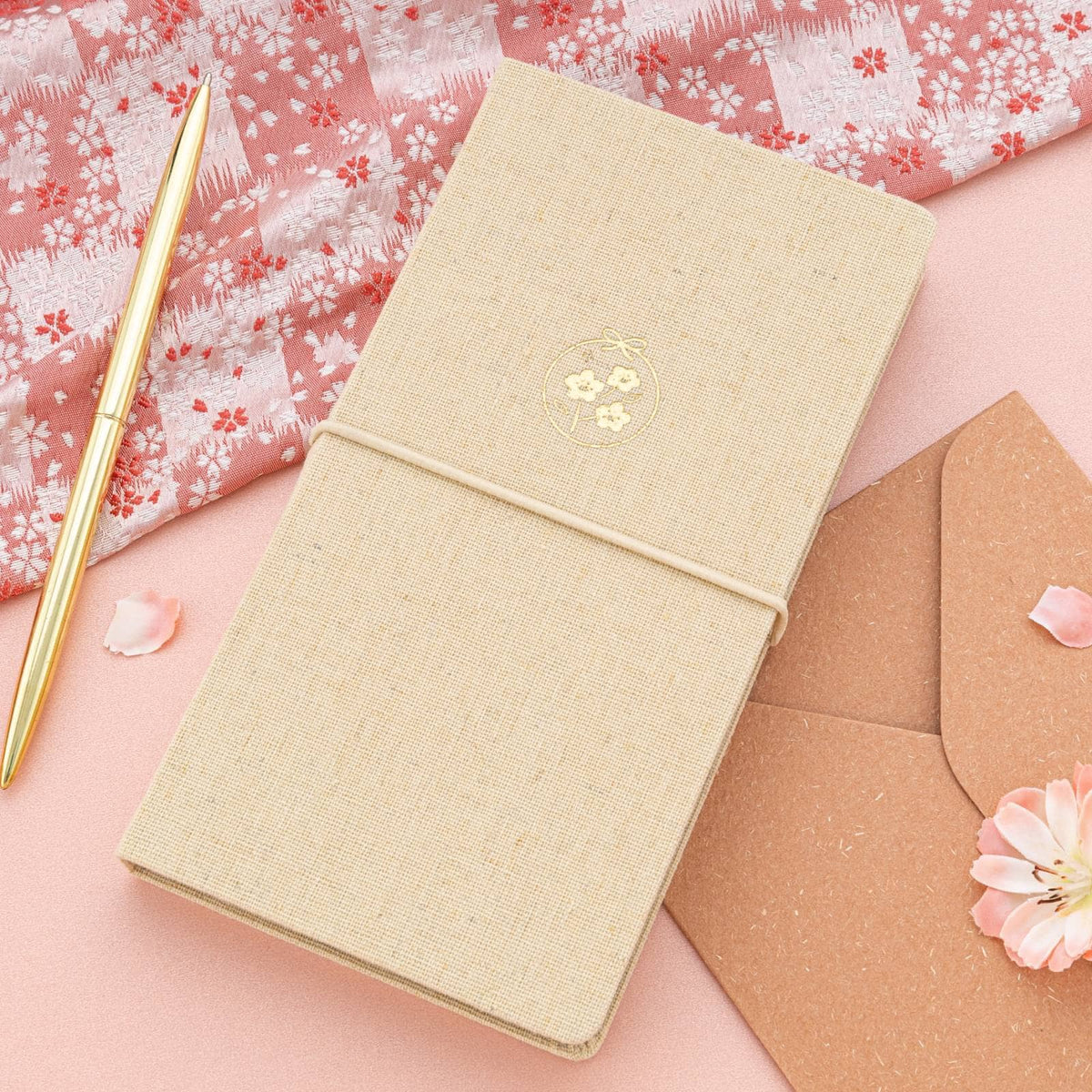 Tsuki ‘Sakura Breeze’ Kraft Paper Travel Notebook ☾