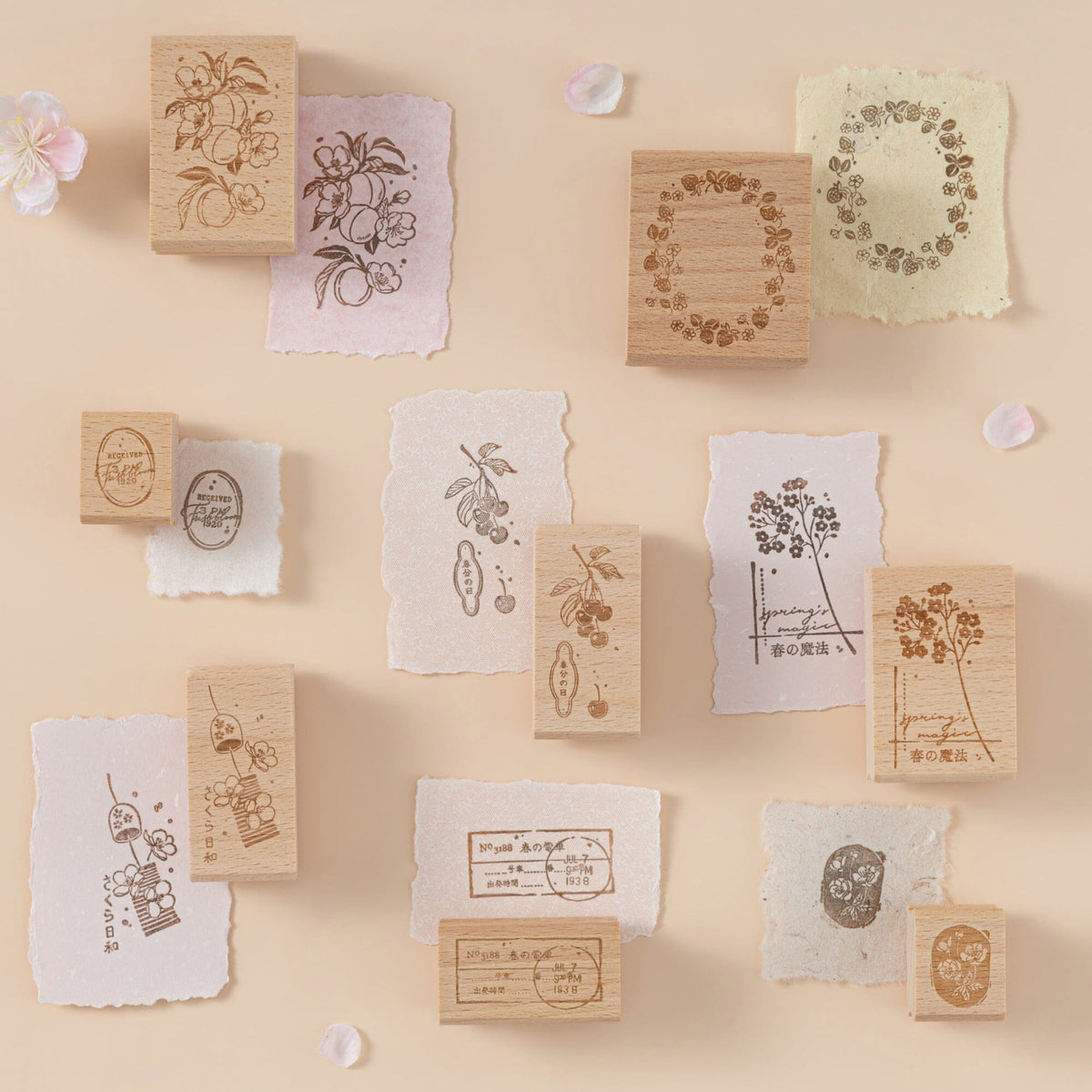 Hinoki - ‘Into the Spring’ Engraved Wooden Stamp Set