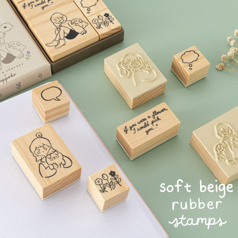 Tsuki ‘Happy Day’ Bullet Journal Stamp Set by Notebook Therapy x Peppoko ☾