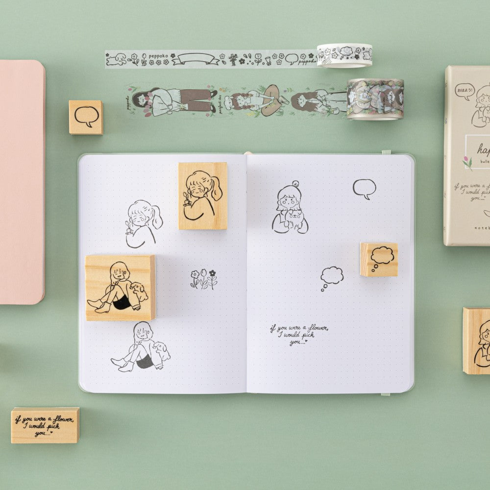 Tsuki ‘Happy Day’ Bullet Journal Stamp Set by Notebook Therapy x Peppoko ☾