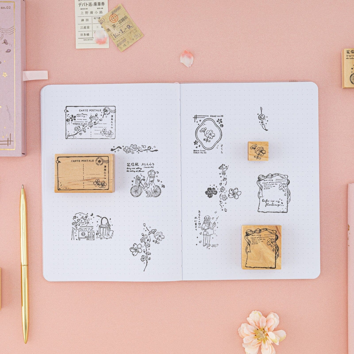 Tsuki ‘Sakura Breeze’ Bullet Journal Stamp Set ☾