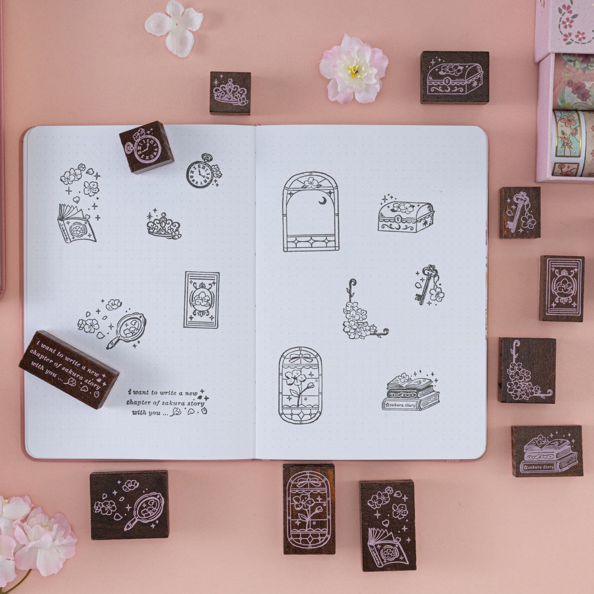 Tsuki ‘Sakura Story’ Bullet Journal Stamp Set ☾