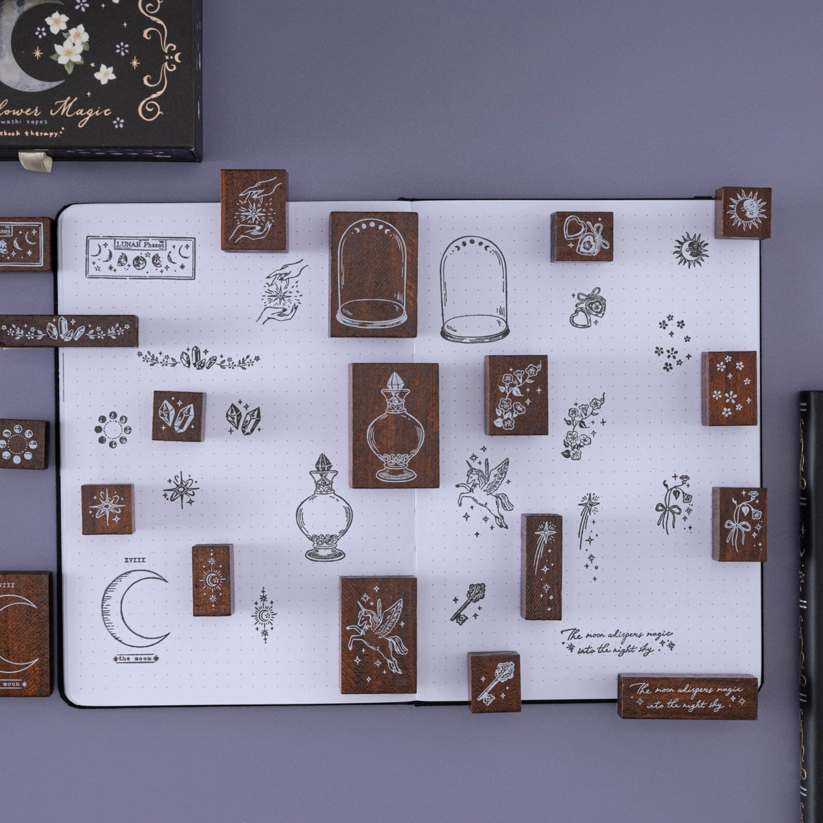 Tsuki ‘Moonflower Magic’ Bullet Journal Stamp Set ☾