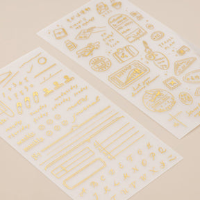 Hinoki - ‘Daily Essentials’ Gold Foil Print-On Sticker Set