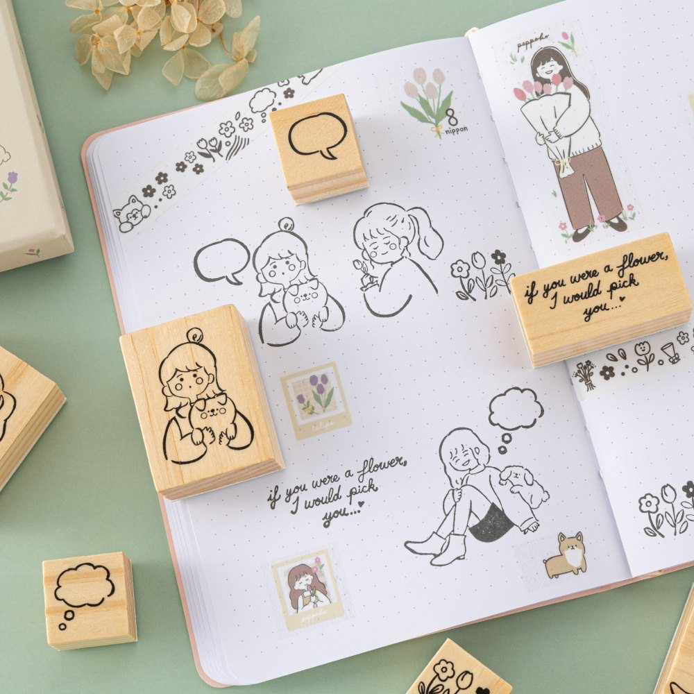 Tsuki ‘Happy Day’ Bullet Journal Stamp Set by Notebook Therapy x Peppoko ☾