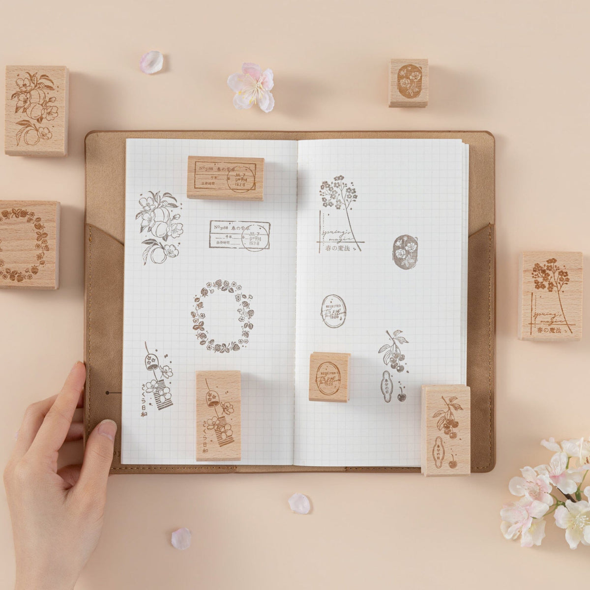 Hinoki - ‘Into the Spring’ Engraved Wooden Stamp Set