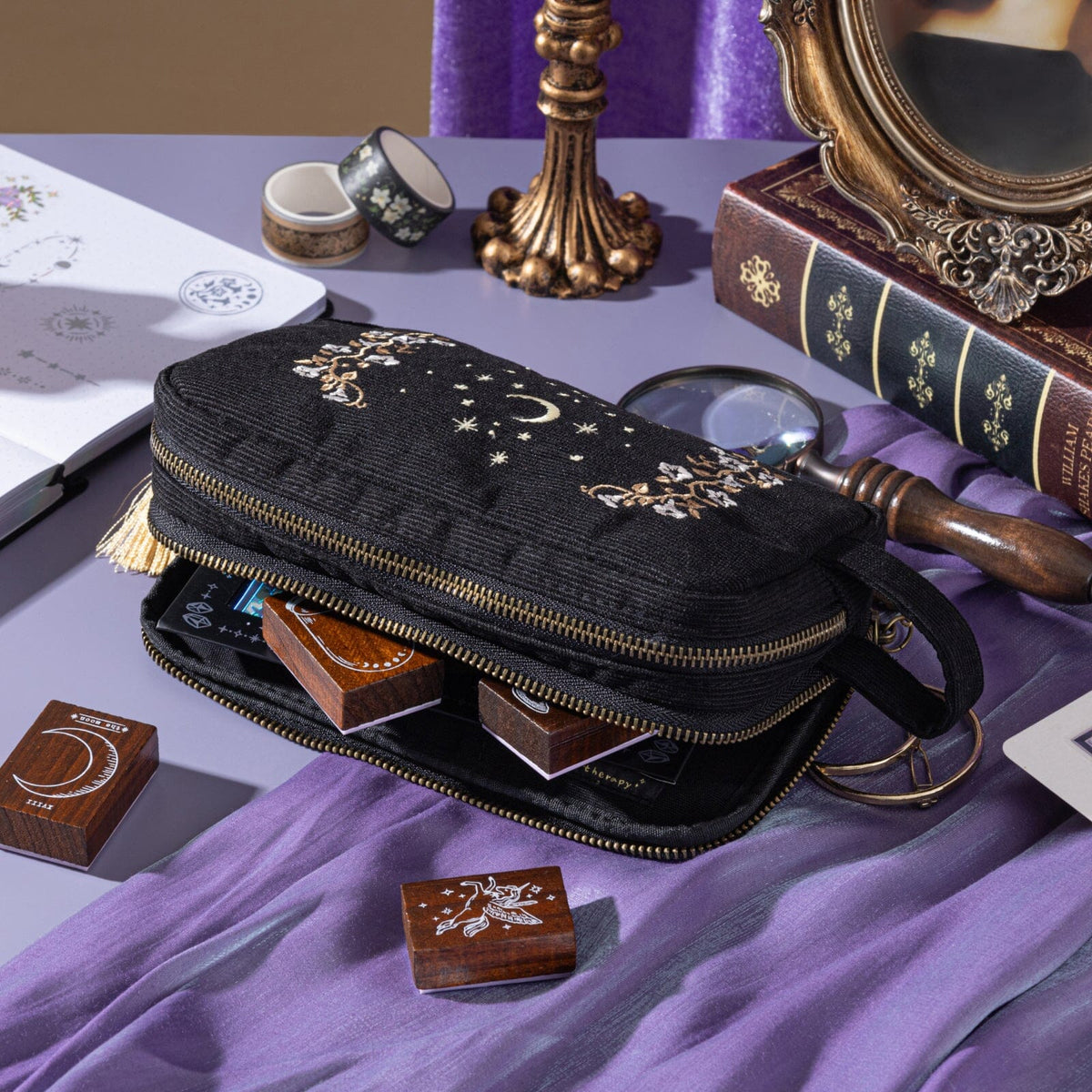 Tsuki ‘Moonflower Magic’ Travel Pen Pouch ☾