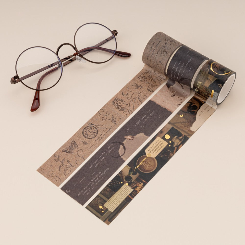 Tsuki ‘Dark Academia’ Washi Tape Set ☾