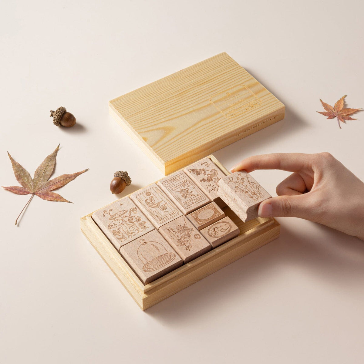 Hinoki - ‘Into the Fall’ Engraved Wooden Stamps Set