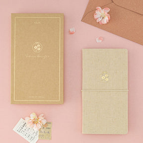 Tsuki ‘Sakura Breeze’ Kraft Paper Travel Notebook ☾