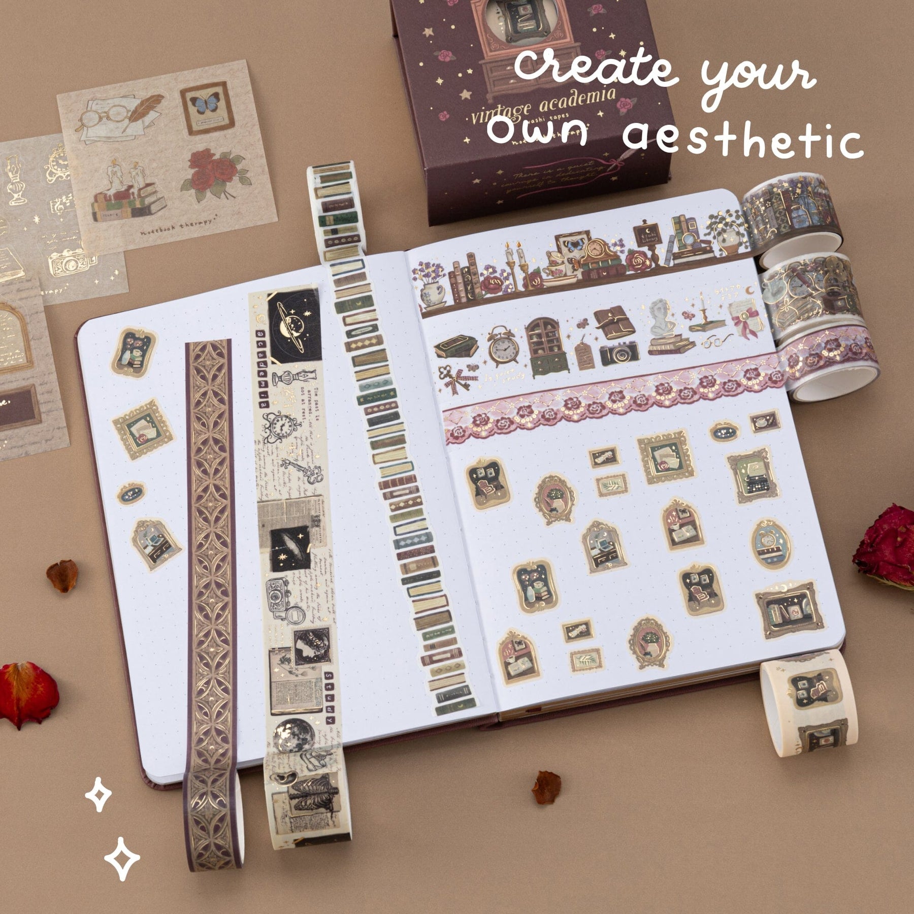 Tsuki ‘Vintage Academia’ Washi Tape Set ☾