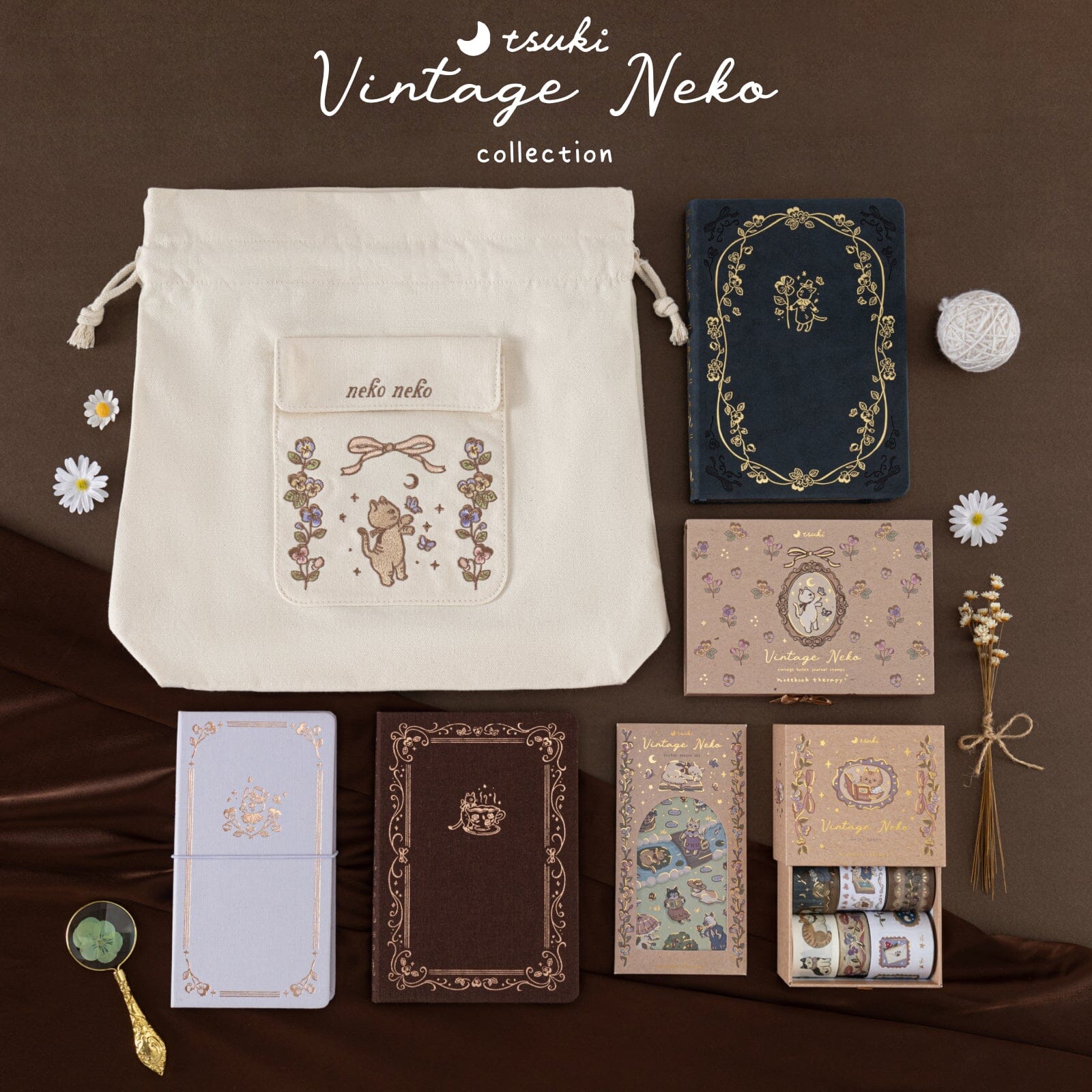 Tsuki ‘Vintage Neko’ Bullet Journal Stamp Set ☾