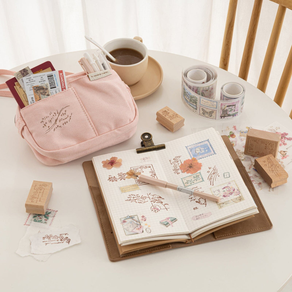Hinoki - Pink Canvas Travel Pouch