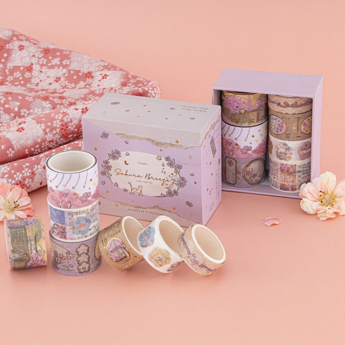 Tsuki ‘Sakura Breeze’ Washi Tape Set ☾