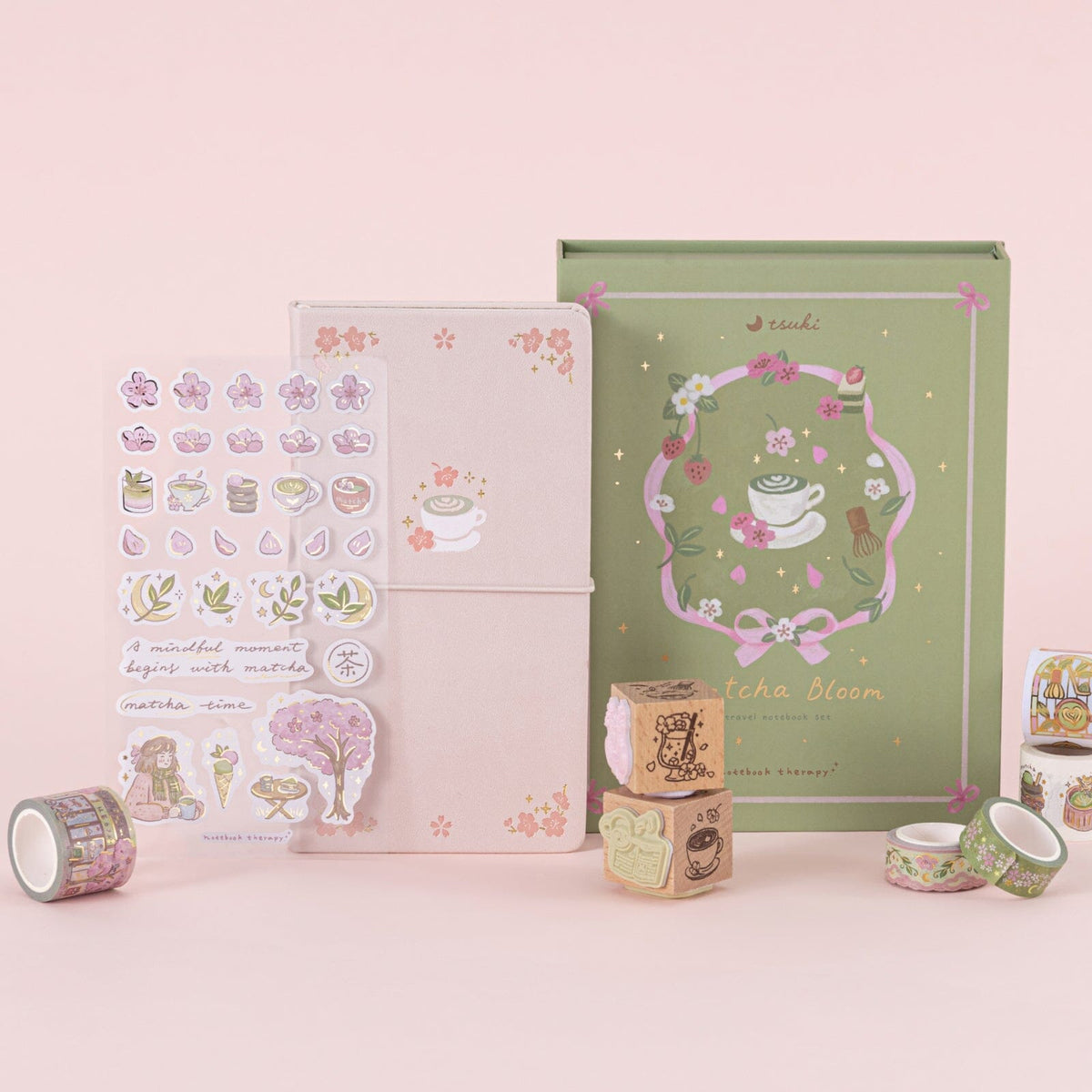 Tsuki ‘Matcha Bloom’ Travel Notebook Gift Set ☾