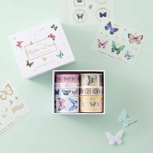 Tsuki ‘Flutter + Dream’ Washi Tape Set by Notebook Therapy x Pelinkan ☾