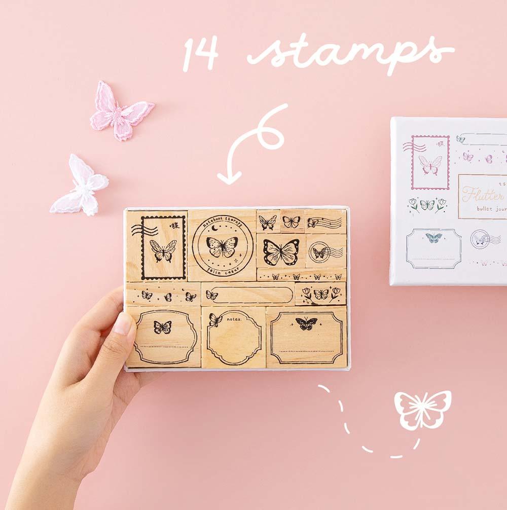 Tsuki ‘Flutter + Dream’ Bullet Journal Stamp Set by Notebook Therapy x Pelinkan ☾