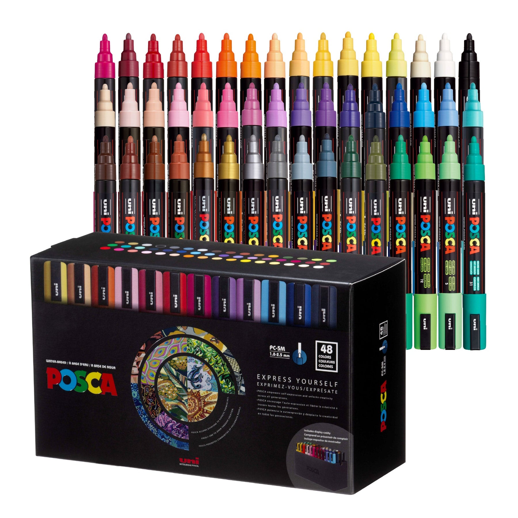 uni® POSCA® PC-5M Water-Based Paint Markers with Display Caddy