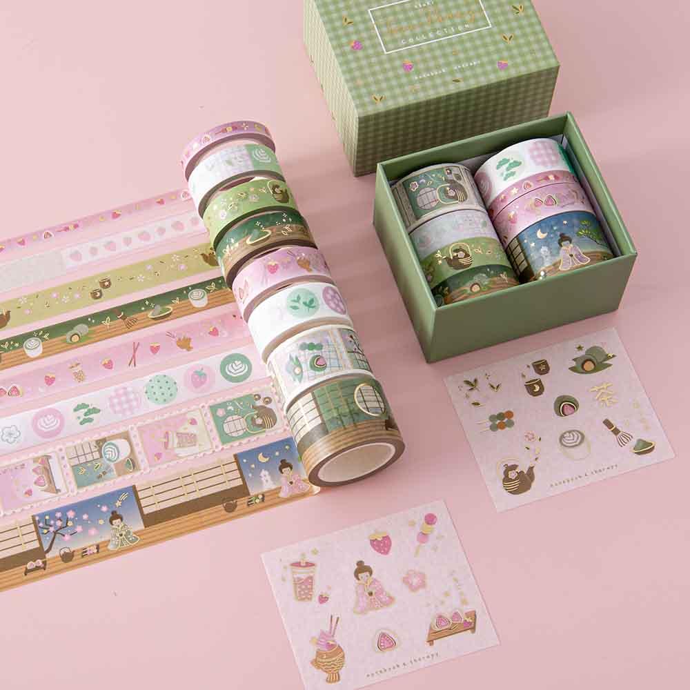 Tsuki ‘Matcha Ichigo’ Washi Tape Set ☾