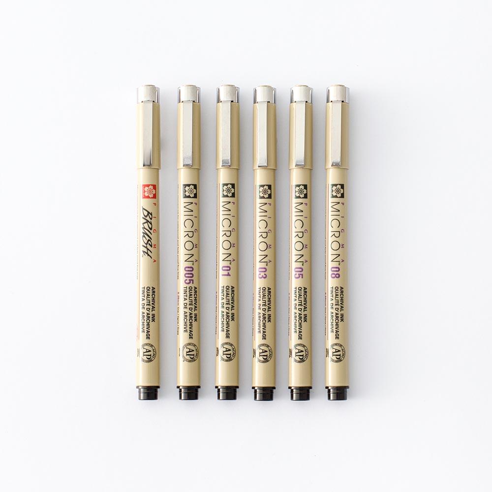 6 Set Sakura Pigma Micron Pens