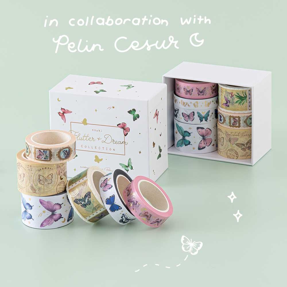 Tsuki ‘Flutter + Dream’ Washi Tape Set by Notebook Therapy x Pelinkan ☾