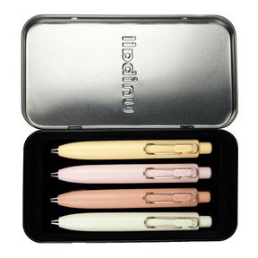 uniball™ One P Retractable Gel Pens, Banana, Peach, Mint and Coffee Colors with Exclusive Tin