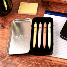 uniball™ One P Retractable Gel Pens, Banana, Peach, Mint and Coffee Colors with Exclusive Tin