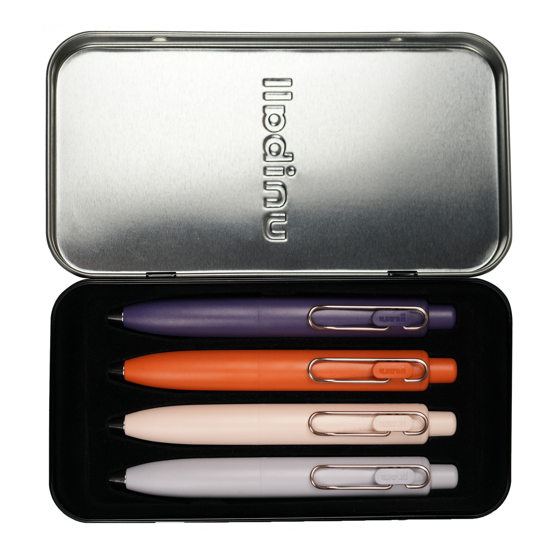 uniball™ One P Retractable Gel Pens, Mandarin Orange, Yogurt, Grape, and Soda Colors with Exclusive Tin