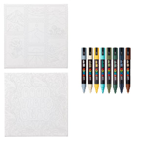uni® POSCA® Paint-By-Number Canvas Kit,  including 5M Markers
