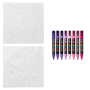 uni® POSCA® Paint-By-Number Canvas Kit,  including 5M Markers