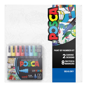 uni® POSCA® Paint-By-Number Canvas Kit,  including 5M Markers