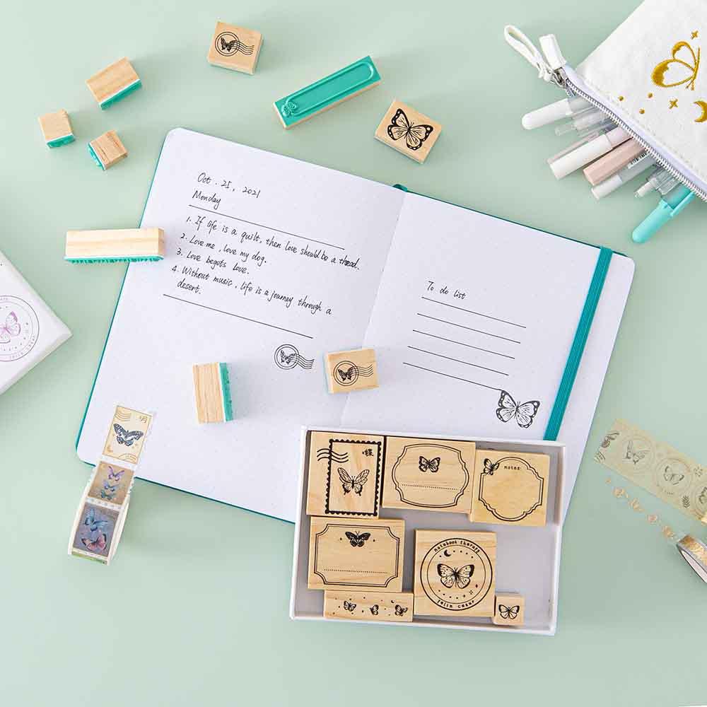 Tsuki ‘Flutter + Dream’ Bullet Journal Stamp Set by Notebook Therapy x Pelinkan ☾