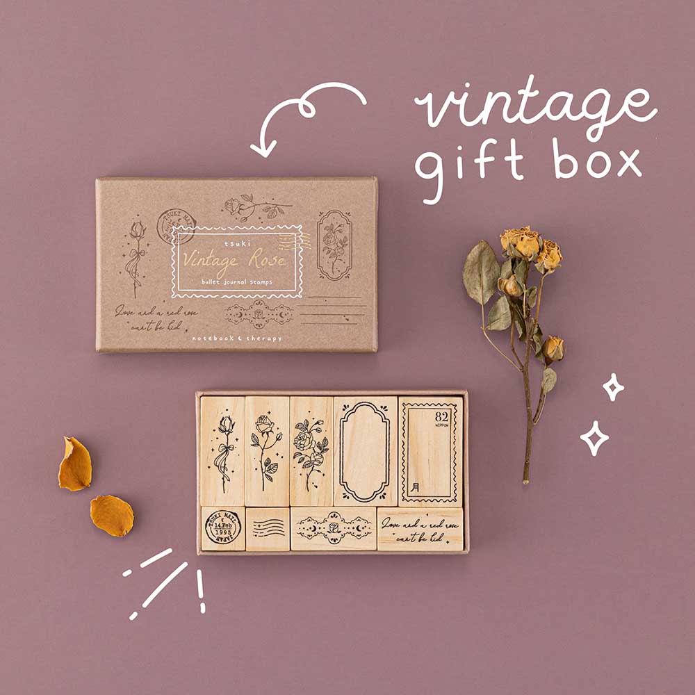 Tsuki ‘Vintage Rose’ Bullet Journal Stamp Set ☾