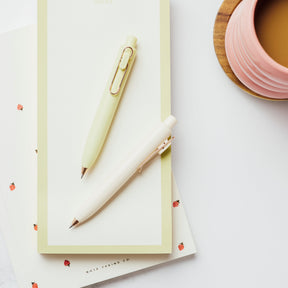 uniball™ One P Retractable Gel Pens, Yogurt and La France Colors with Gold Clips