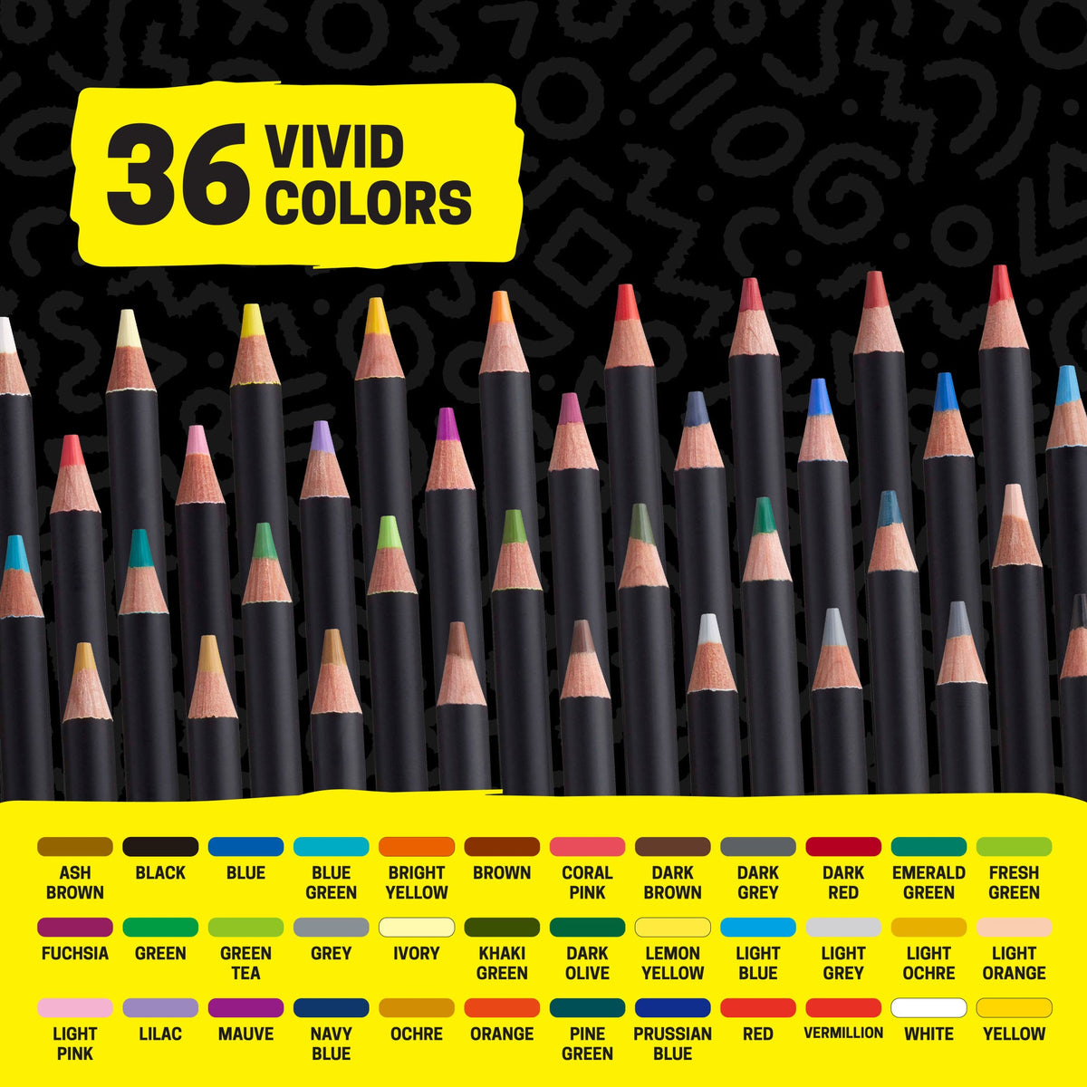 uni® POSCA Colored Pencils, 4.0mm Lead, Assorted Set, 36 Count