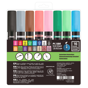 uni® POSCA® PC-5BR, Water-Based Paint Brush Tip Markers (16 Pack)