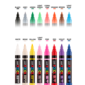 uni® POSCA® PC-5BR, Water-Based Paint Brush Tip Markers (16 Pack)