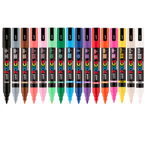 uni® POSCA® PC-5BR, Water-Based Paint Brush Tip Markers (16 Pack)