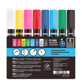uni® POSCA® PC-5BR, Water-Based Brush Tip Paint Markers (8 Pack)