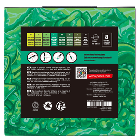 uni® POSCA® PC-5M, Green Shade Water-Based Paint Markers (8 Pack)