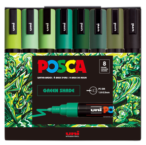 uni® POSCA® PC-5M, Green Shade Water-Based Paint Markers (8 Pack)