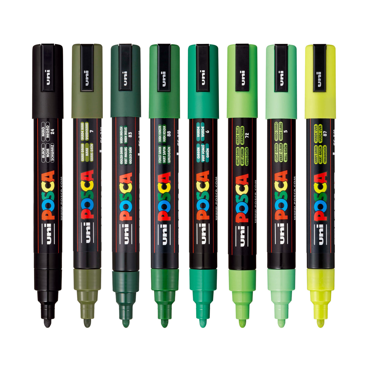 uni® POSCA® PC-5M, Green Shade Water-Based Paint Markers (8 Pack)